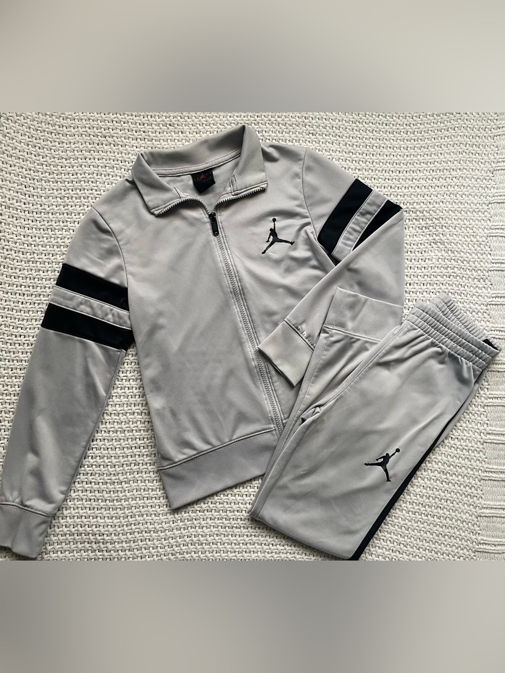 Jordan Light Gray with Black Stripes Performance Track Matching Set
